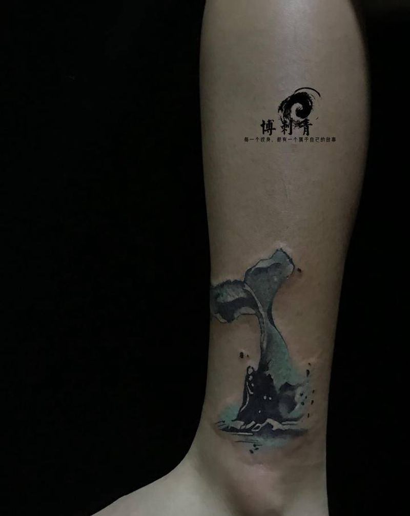 遮盖旧图纹身图片_腿部纹身图案