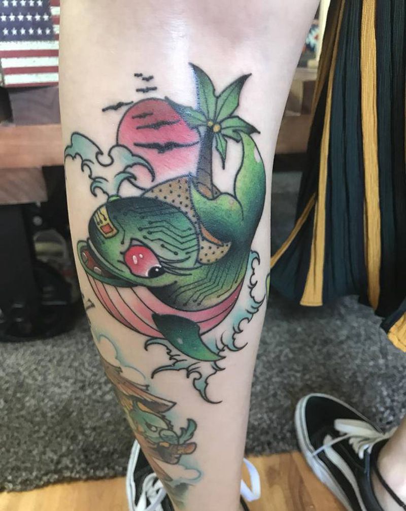 永夜刺青工作室纹身图片_腿部纹身图案