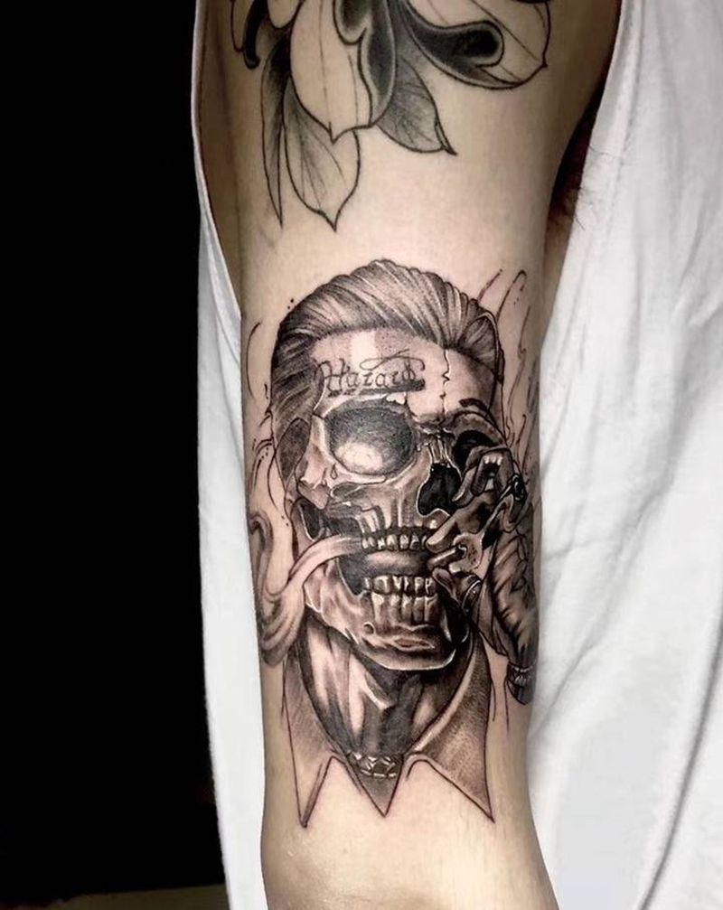 骷髅头纹身图片_手部手臂点刺纹身图案