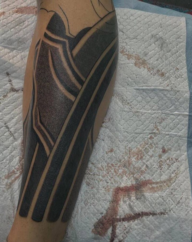 每天必见血纹身图片_腿部纹身图案