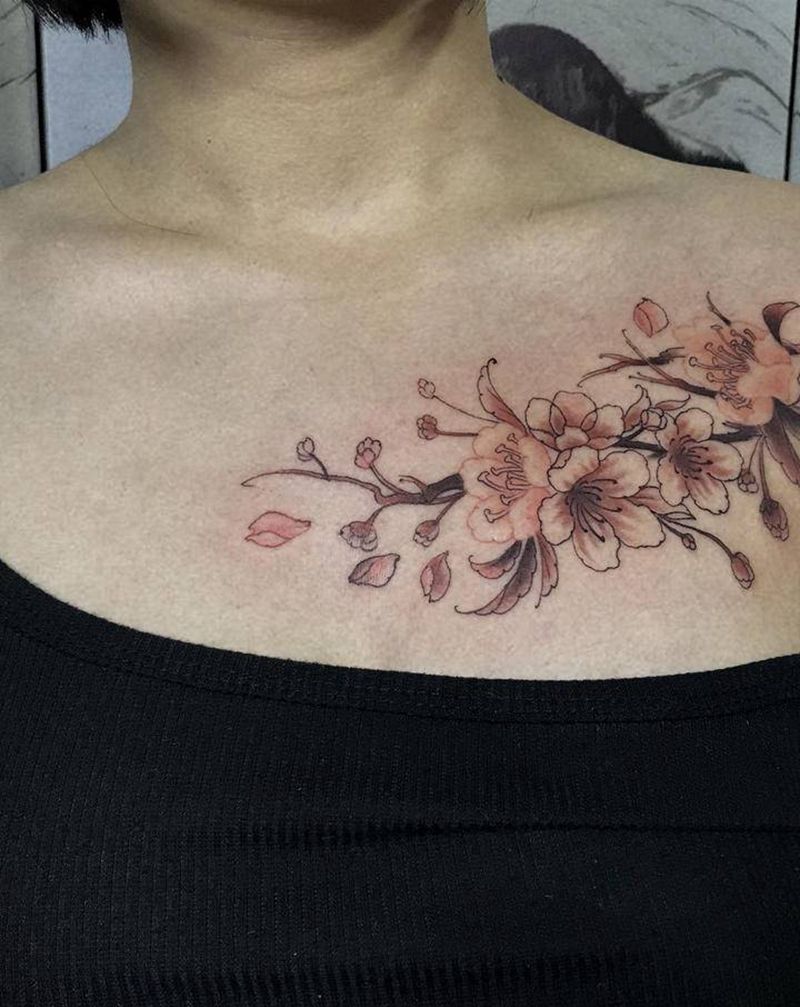 肩花纹身图片_肩部新传统老传统纹身图案