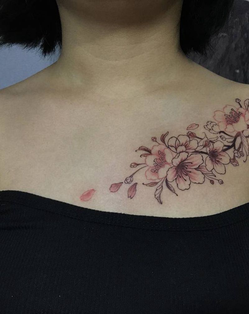 肩花纹身图片_肩部新传统老传统纹身图案