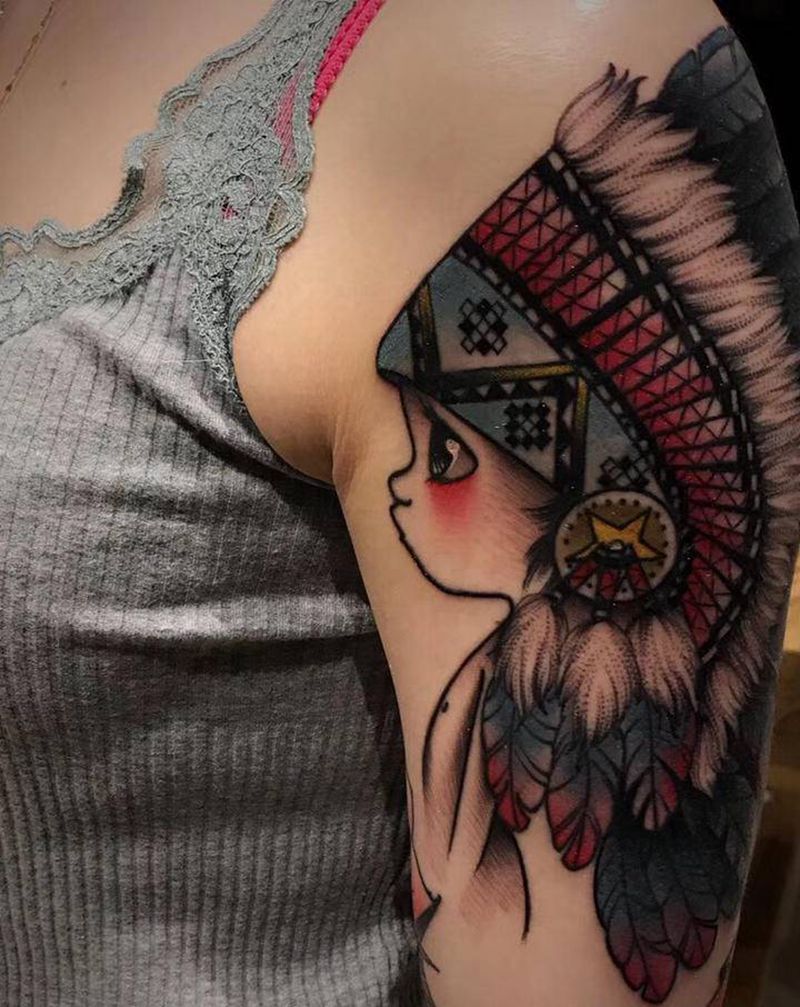 印第安纹身图片_手臂纹身图案