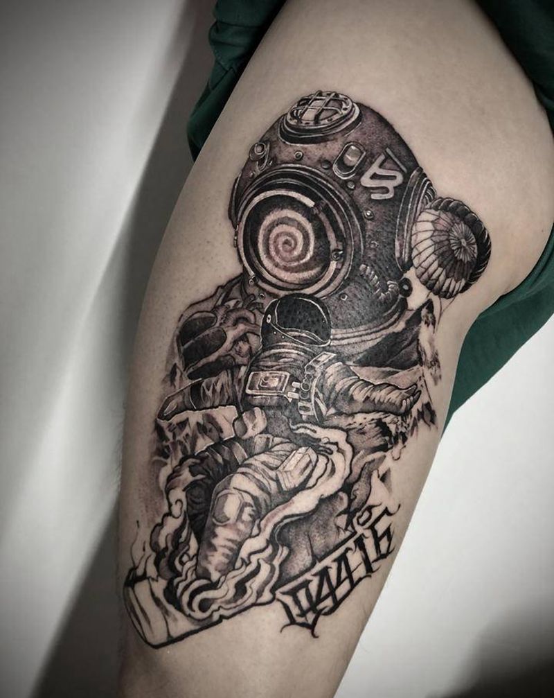 定制专属纹身图片_腿部欧美写实纹身图案