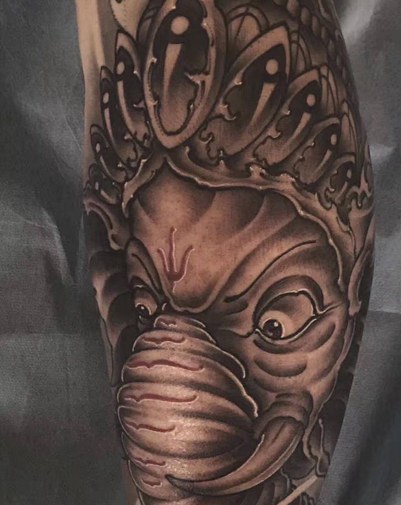 永夜刺青纹身图片_腿部纹身图案