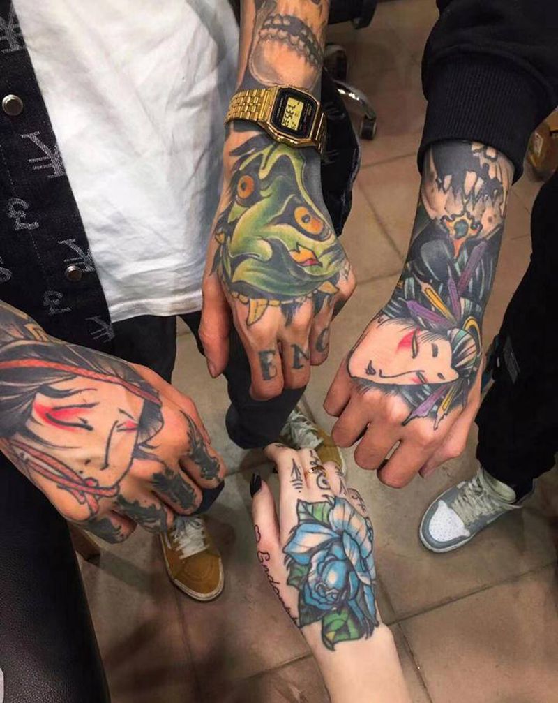 永夜刺青纹身图片_手部纹身图案