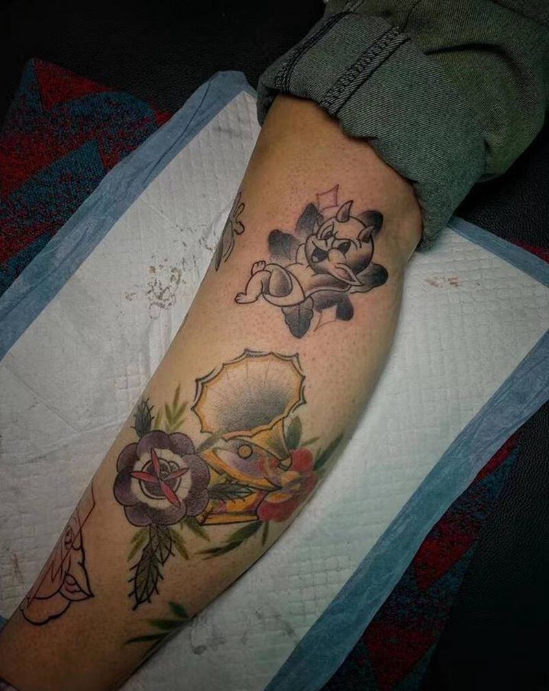 永夜刺青纹身图片_腿部纹身图案