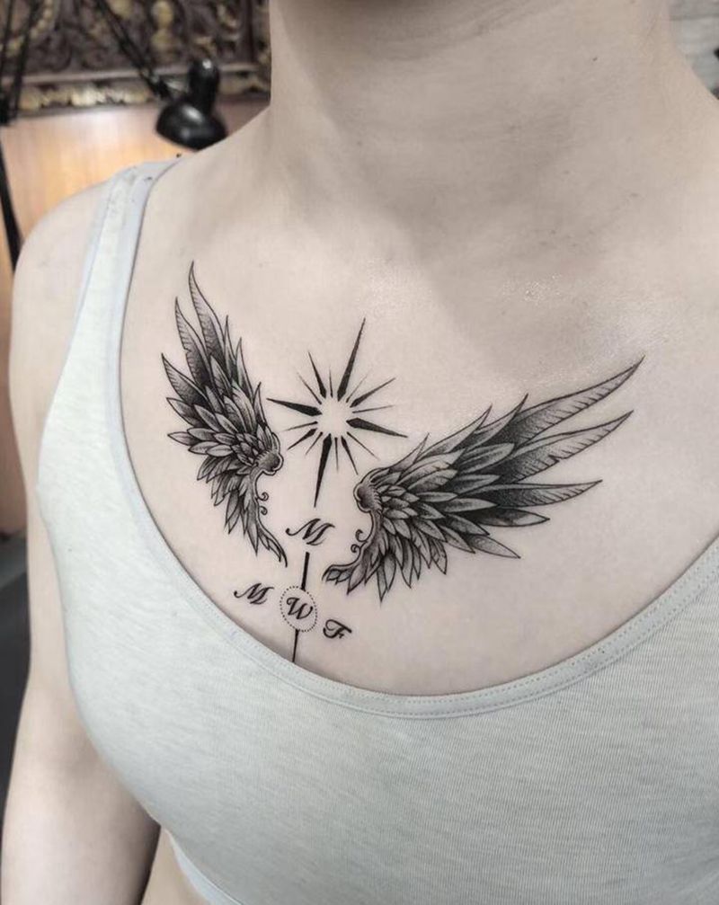 永夜刺青纹身图片_胸部纹身图案