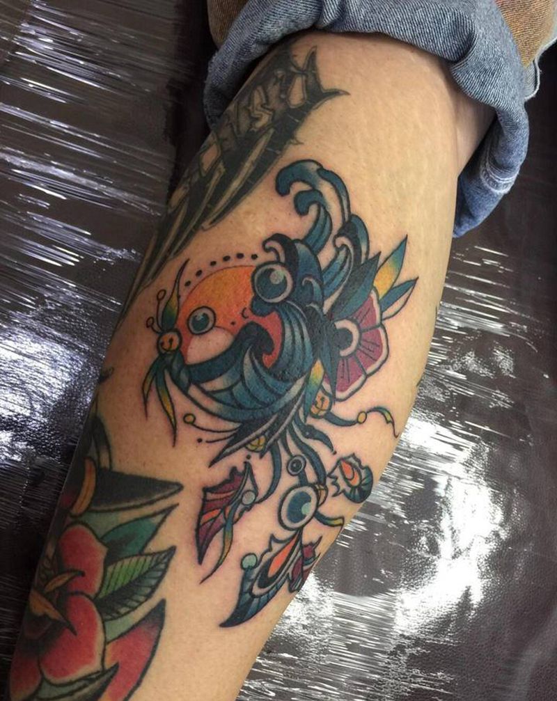 永夜刺青纹身图片_腿部纹身图案