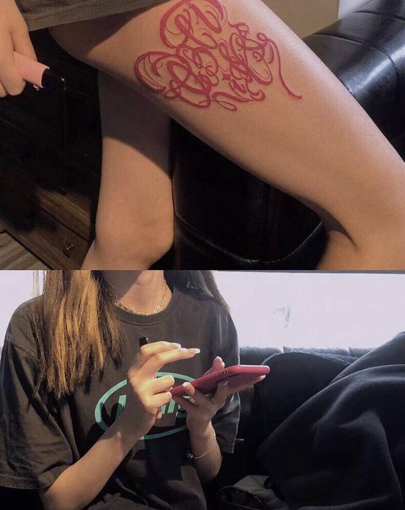 永夜刺青纹身图片_腿部纹身图案