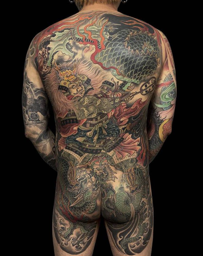 武田信玄纹身图片_背部纹身图案