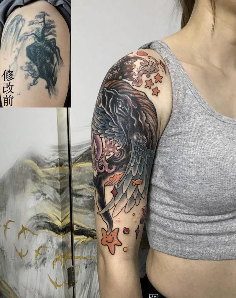 遮盖作品纹身图片_手部手臂纹身图案