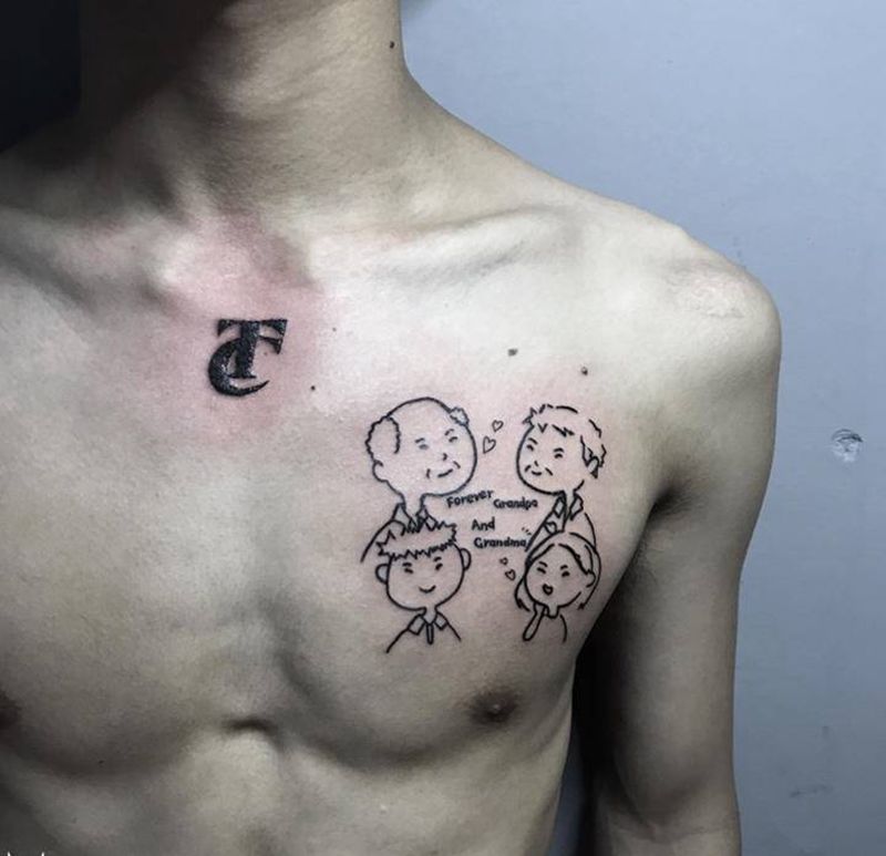 原创简笔画纹身图片_胸部简笔画纹身图案