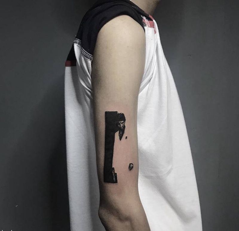 剪影人像纹身图片_手臂剪影纹身图案