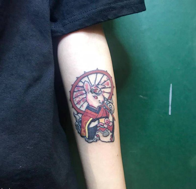 原创日式兔子纹身图片_手臂日式兔子纹身图案