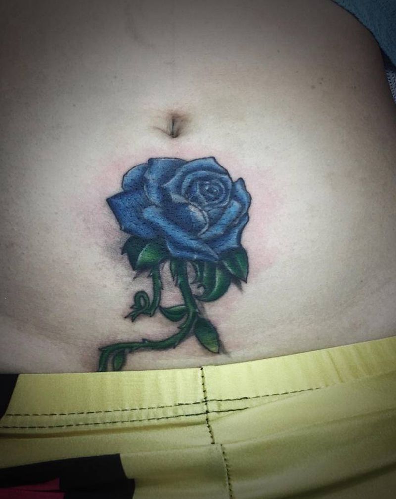 遮盖伤疤纹身图片_腹部新传统纹身图案