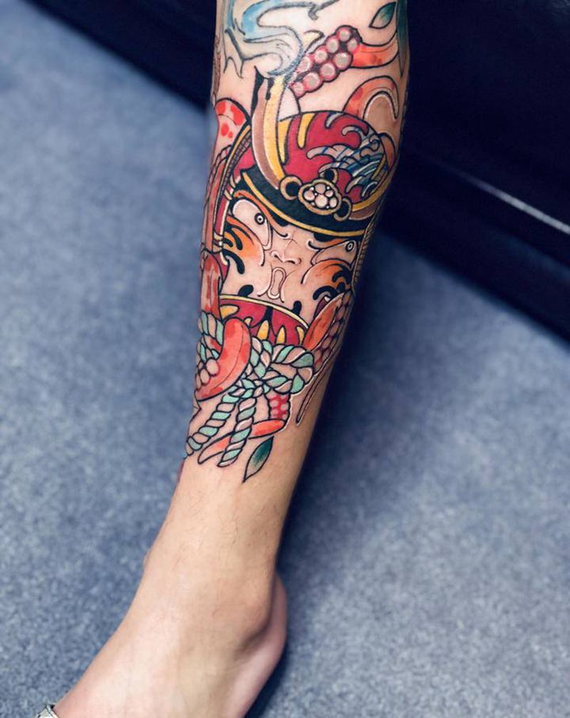 达摩蛋纹身图片_腿部New School新传统纹身图案