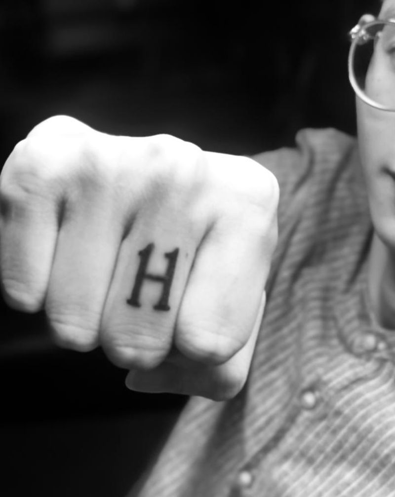 小清新纹身图片_手臂花体字几何纹身图案