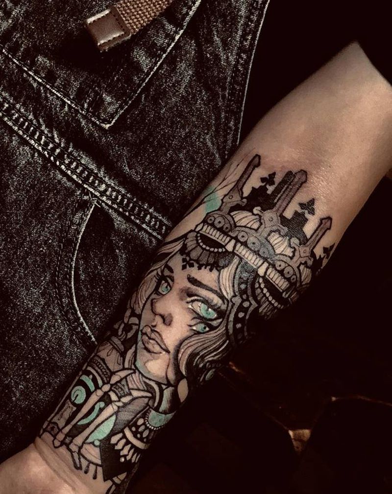 旧图覆盖纹身图片_手臂New School点刺纹身图案