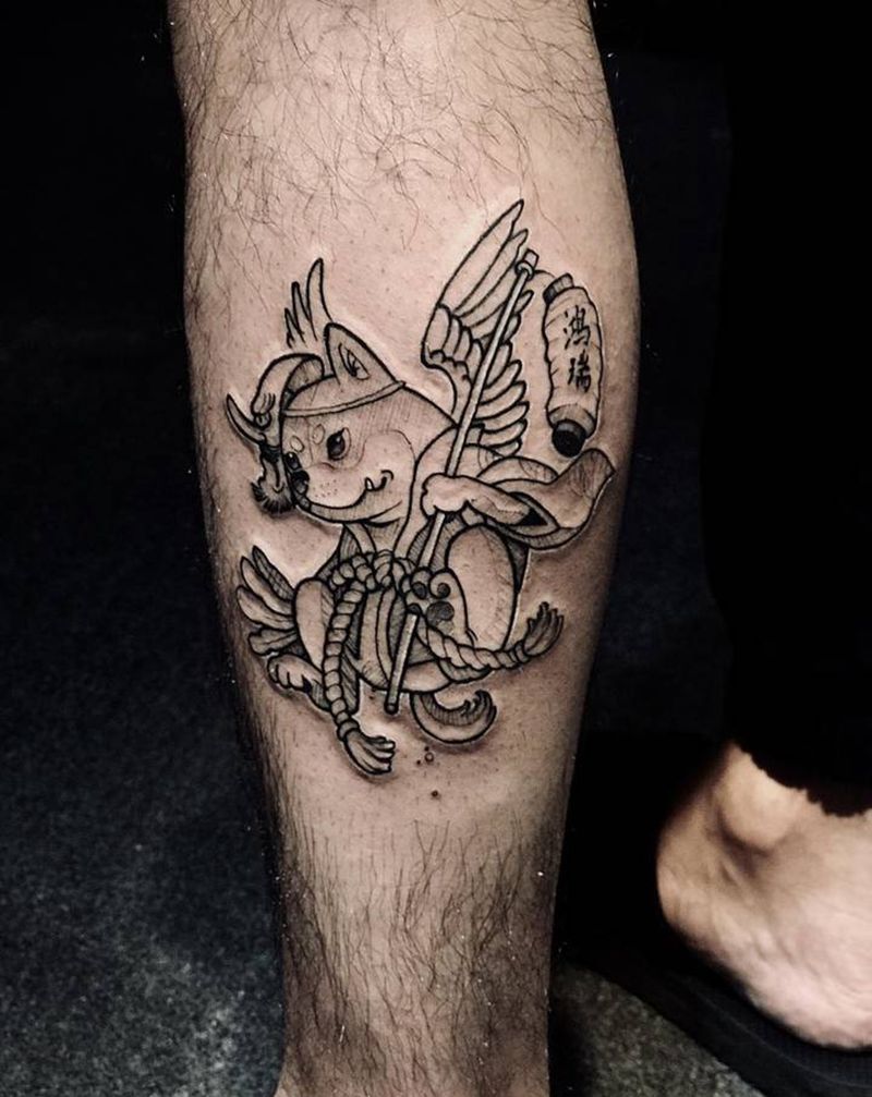 浩然出品纹身图片_腿部点刺几何纹身图案