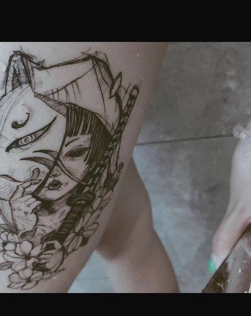 浩然出品纹身图片_手臂点刺几何纹身图案