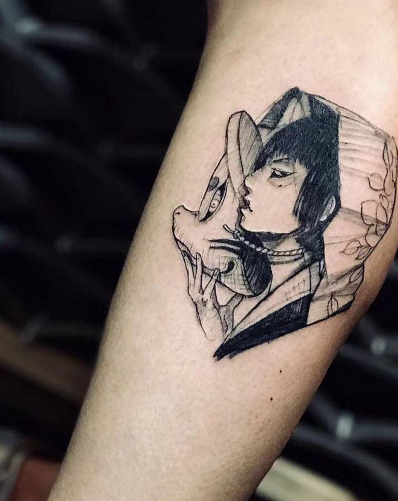 浩然出品纹身图片_腿部点刺几何纹身图案