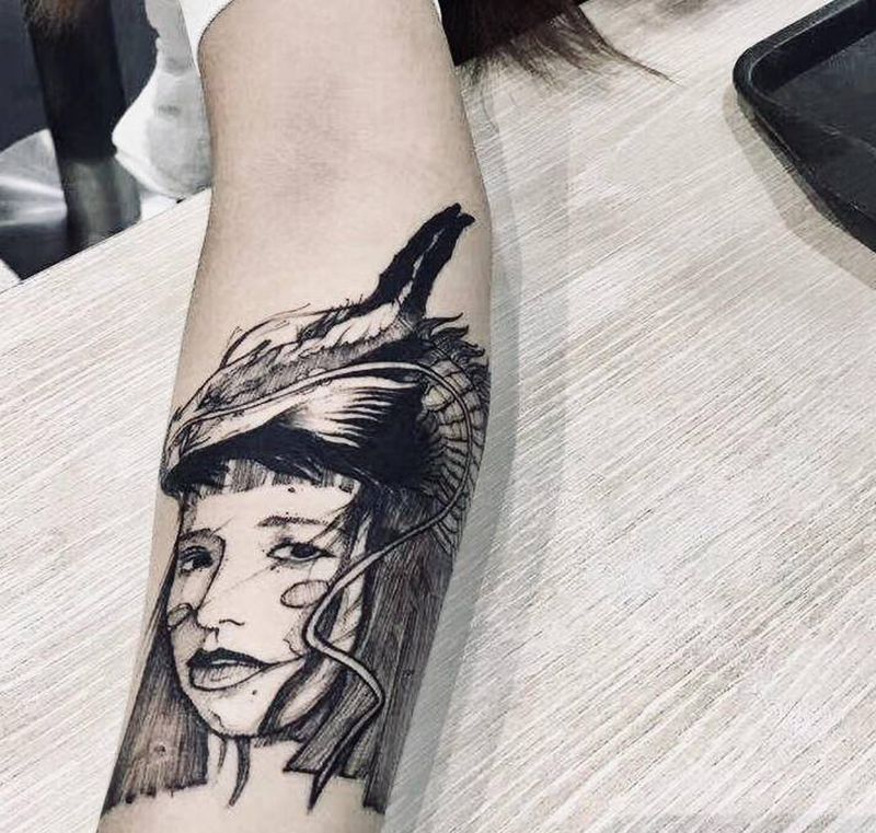 浩然出品纹身图片_手臂点刺几何纹身图案