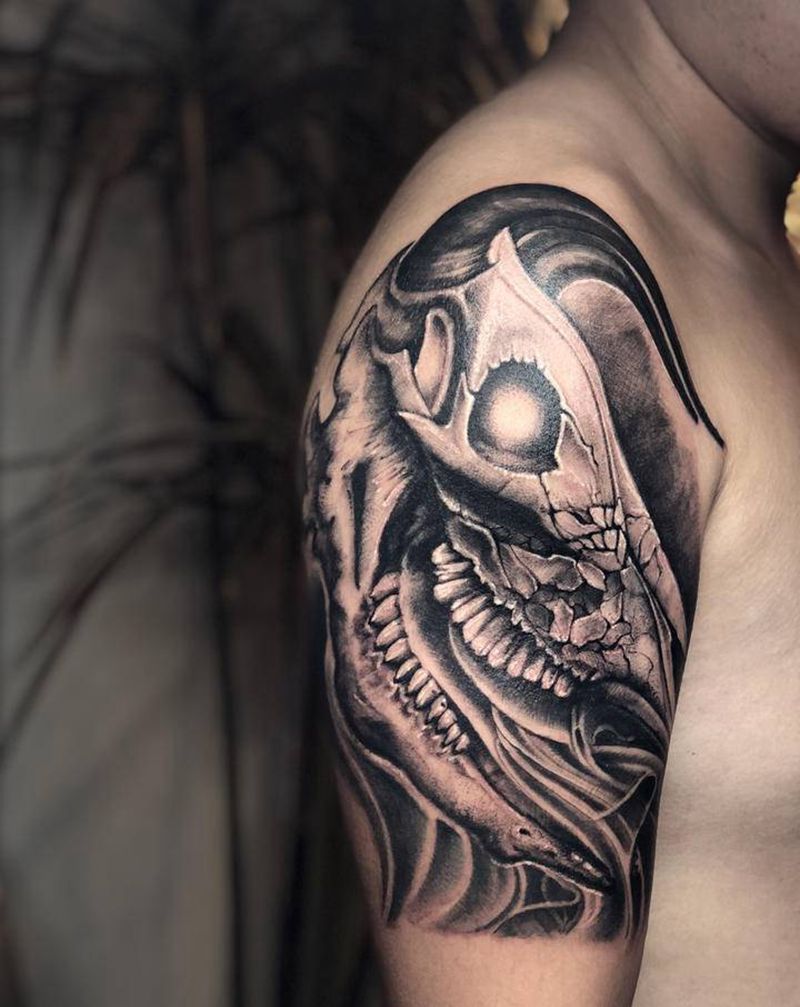 临摹作品～巨石纹身图片_手臂点刺欧美写实纹身图案