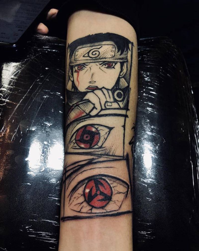 血轮眼纹身图片_手臂点刺几何纹身图案