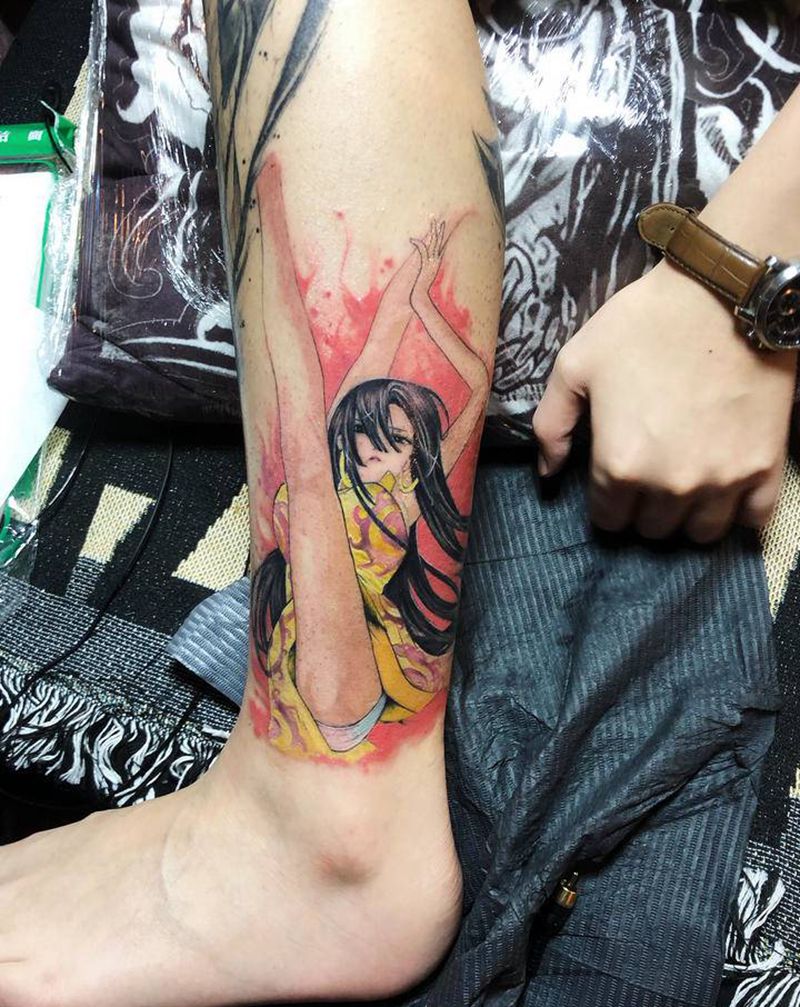 波雅·汉库克纹身图片_脚部腿部New School海贼迷最爱女帝纹身图案