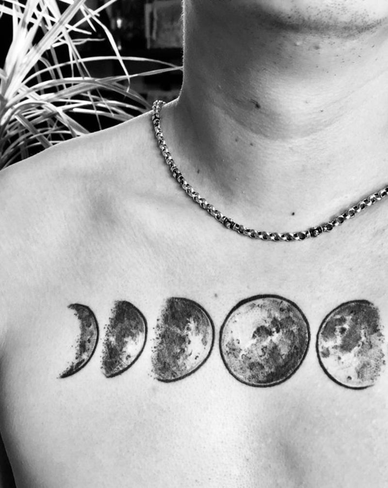 月食恢复后纹身图片_手臂点刺欧美写实纹身图案