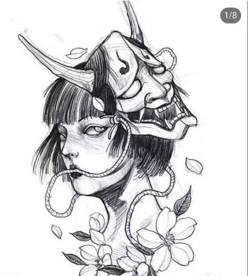 艺妓纹身图片_手部手臂新传统点刺艺妓纹身图案