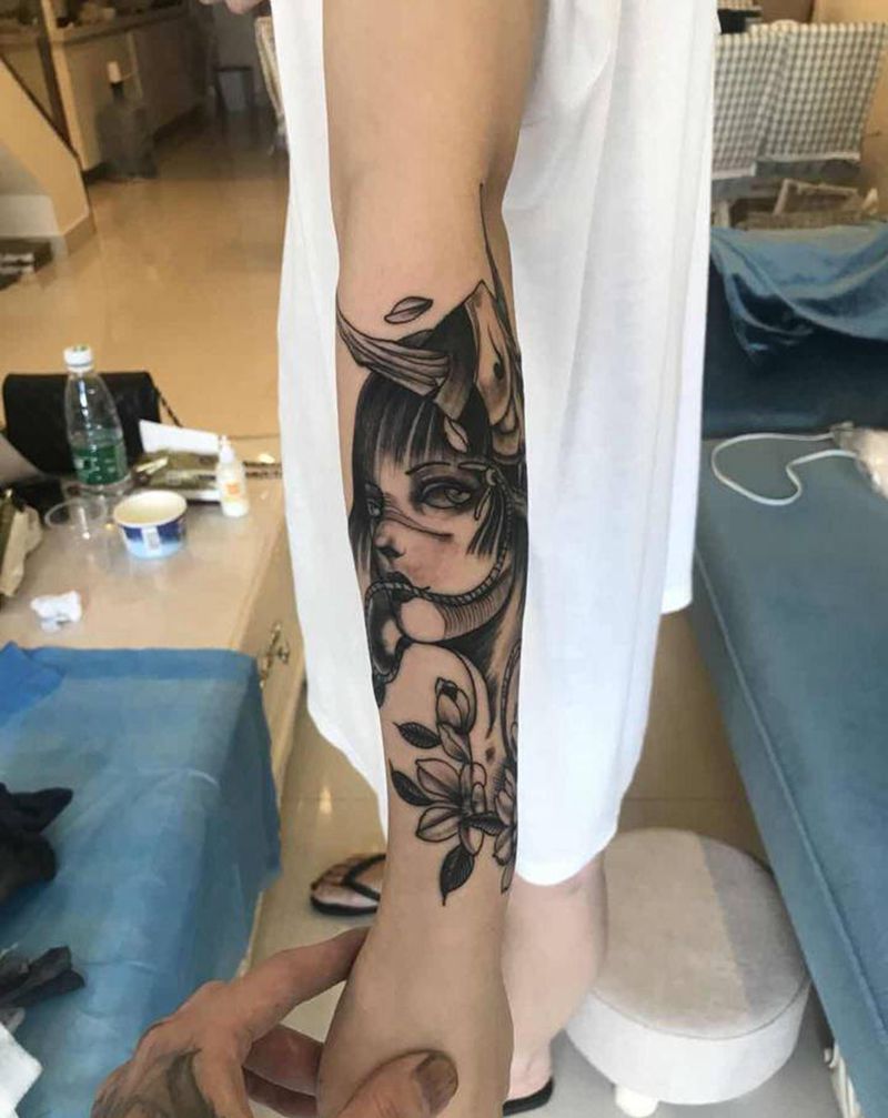 艺妓纹身图片_手臂手部新传统艺妓纹身图案