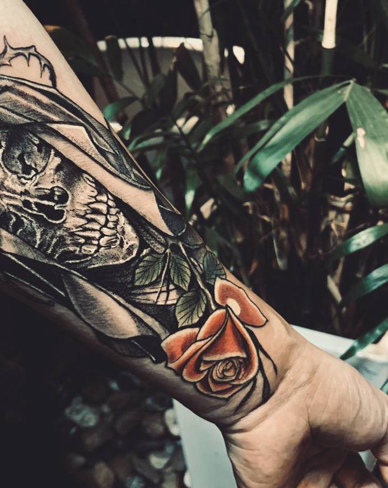 小涛出品纹身图片_手臂Old School点刺纹身图案