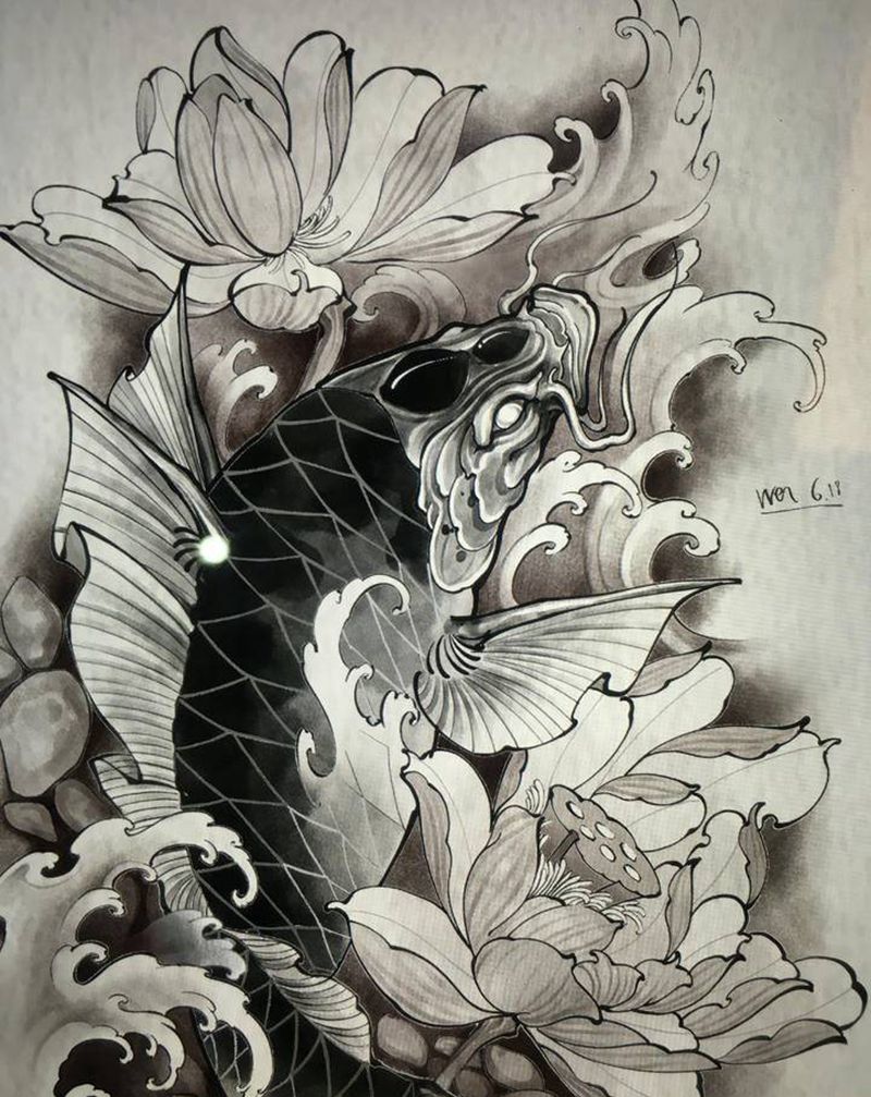 鱼纹身图片_新传统纹身图案