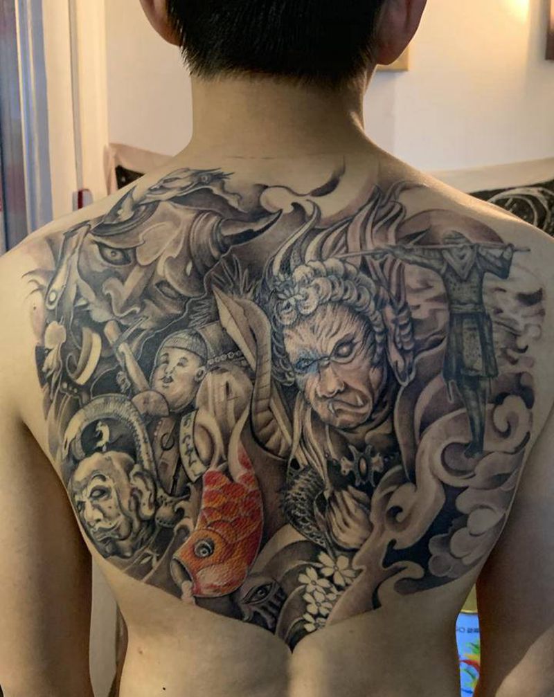 #聊斋纹身图片_背部新传统老传统纹身图案