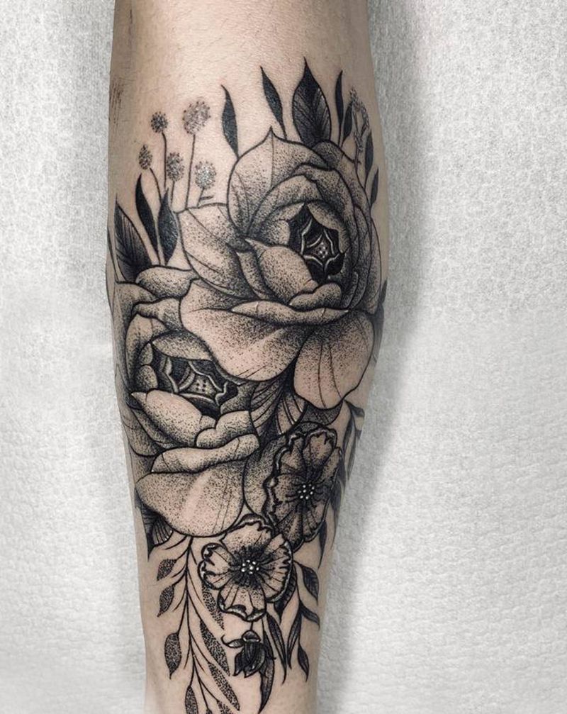 暗黑素花纹身图片_手臂手部点刺欧美写实纹身图案