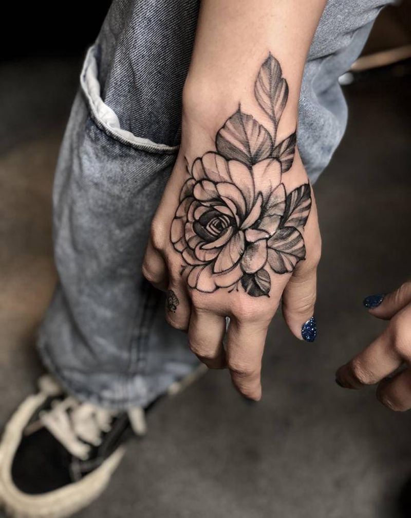 疤痕覆盖纹身图片_手部点刺几何纹身图案