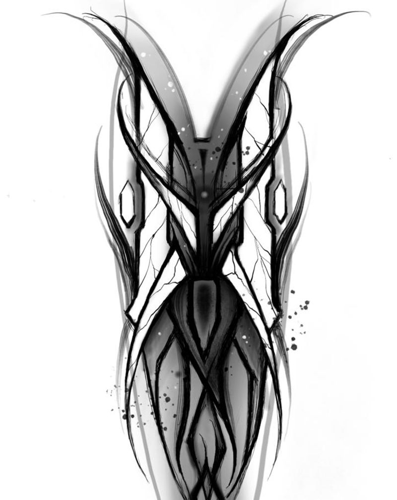 客人名字纹身图片_腿部脚部花体字暗黑纹身图案