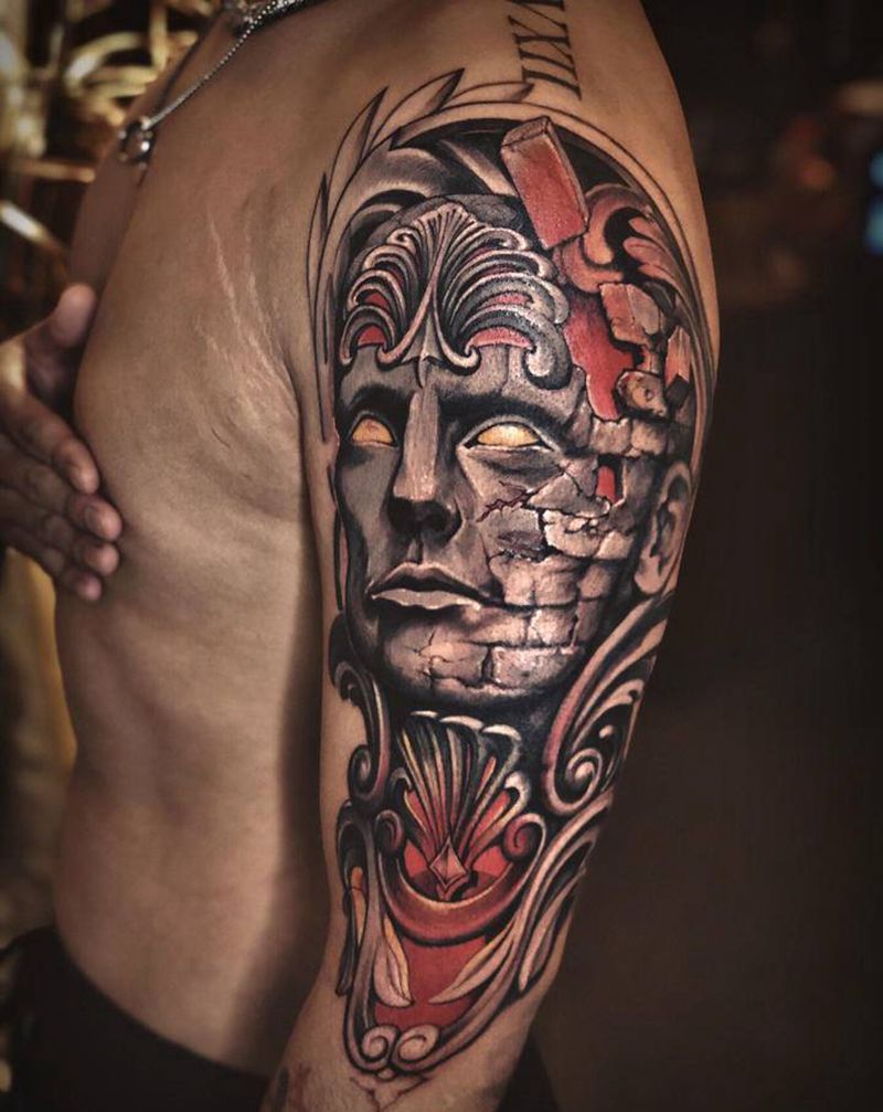 临摹作品～未完纹身图片_手臂New School点刺纹身图案