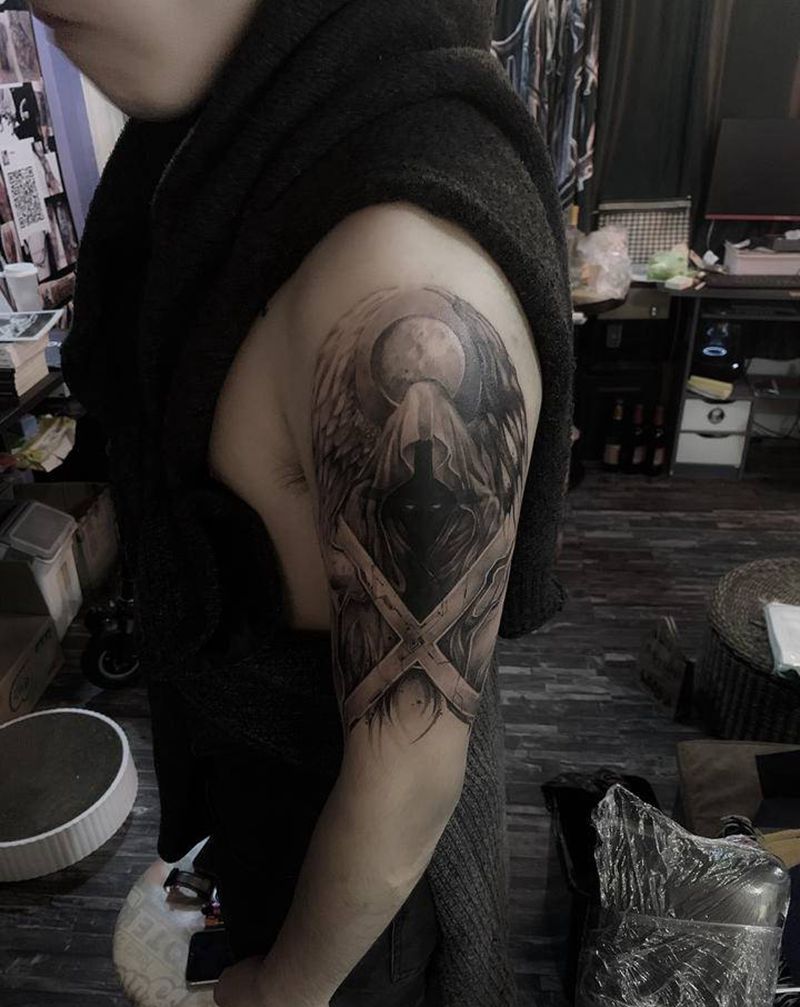 死神，覆盖纹身图片_手部手臂欧美写实纹身图案
