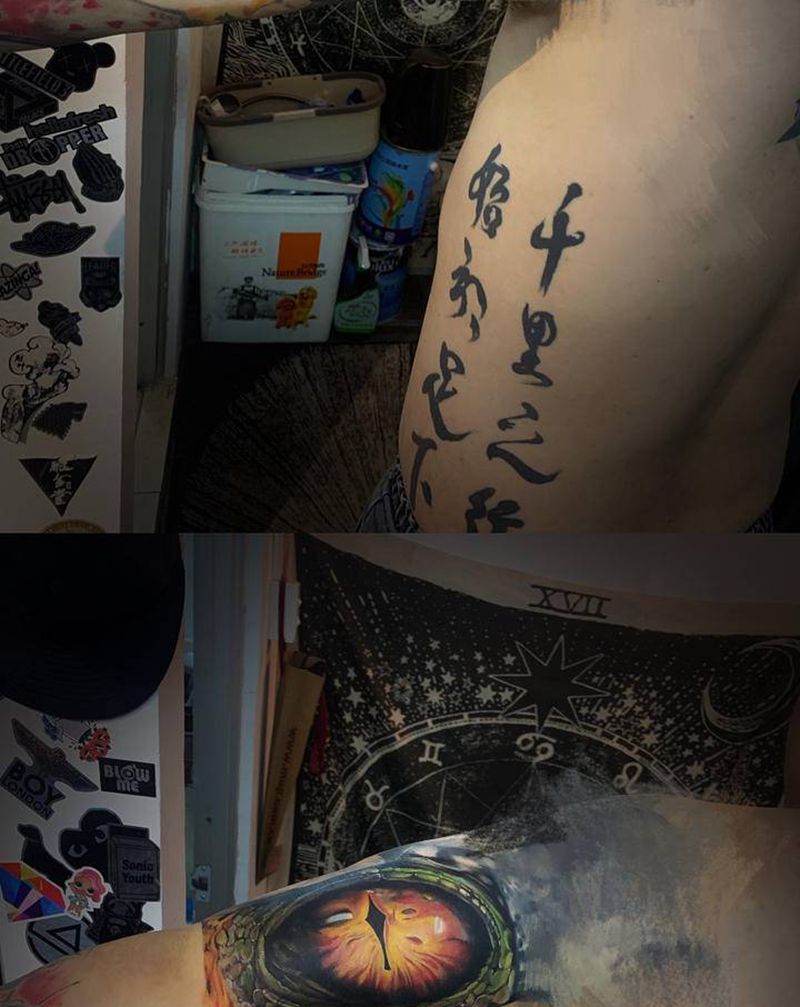 蜥蜴眼睛纹身图片_手臂手部欧美写实纹身图案