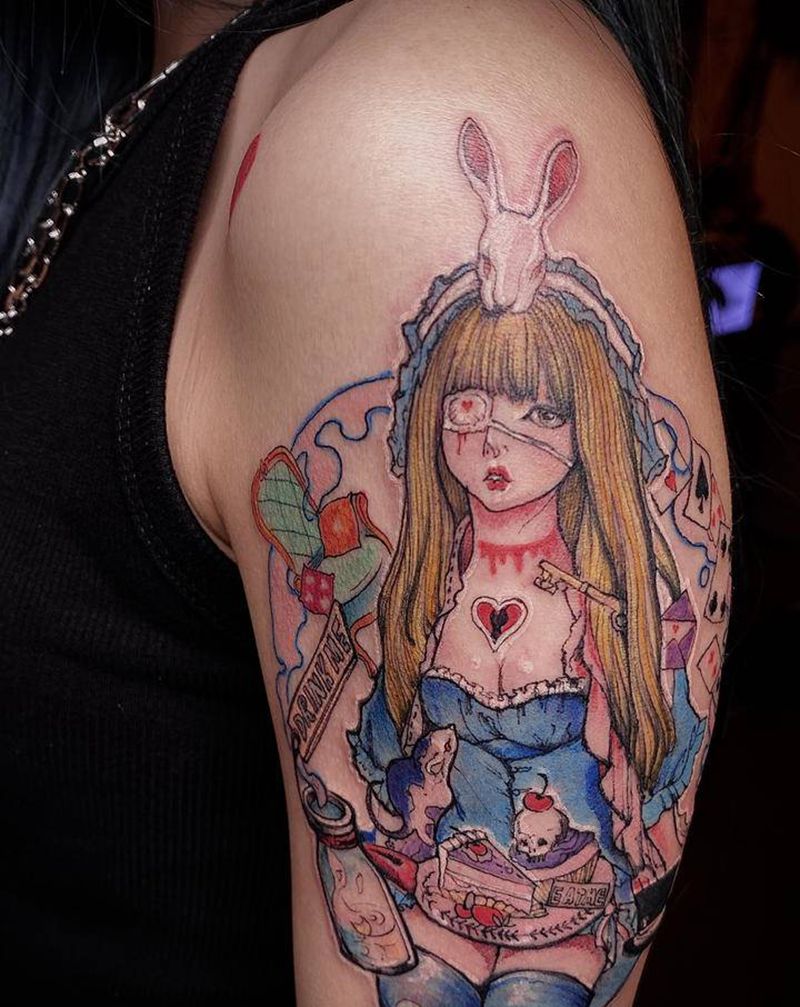 二次元人物纹身图片_手臂New School纹身图案