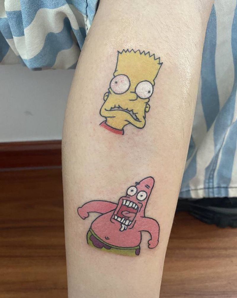 卡通小图案纹身图片_腿部New School卡通小清新可爱纹身图案