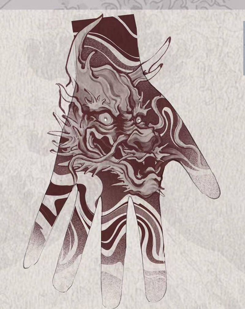 手面纹身图片_新传统纹身图案