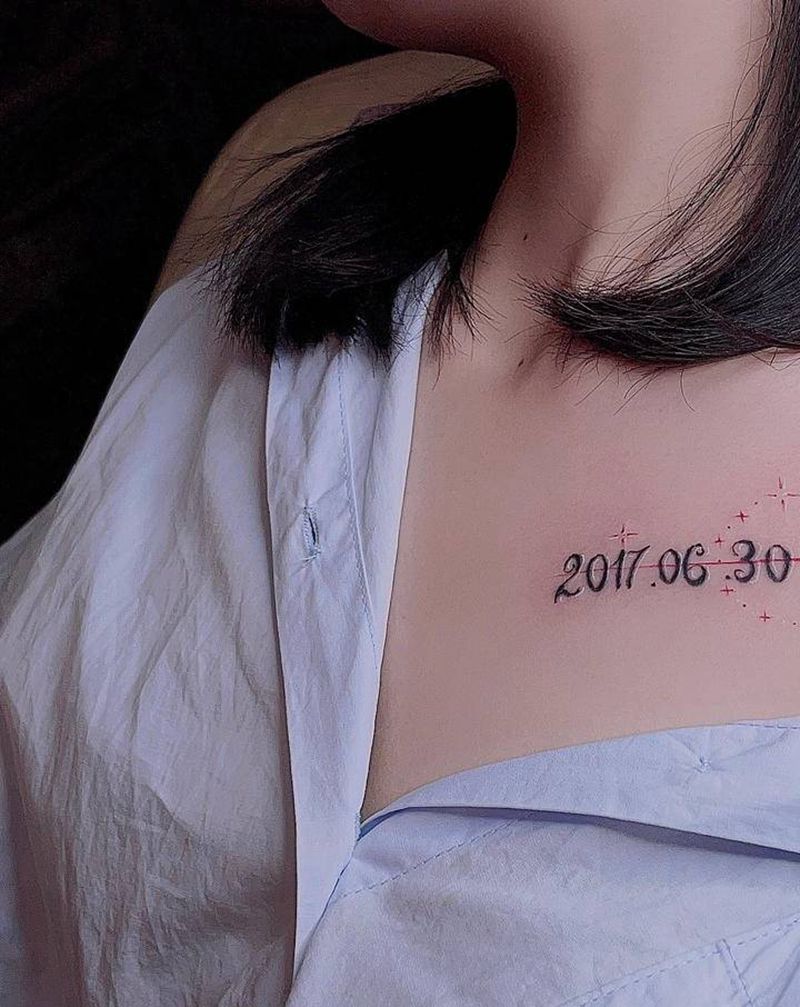 小清新纹身图片_肩部水彩几何纹身图案