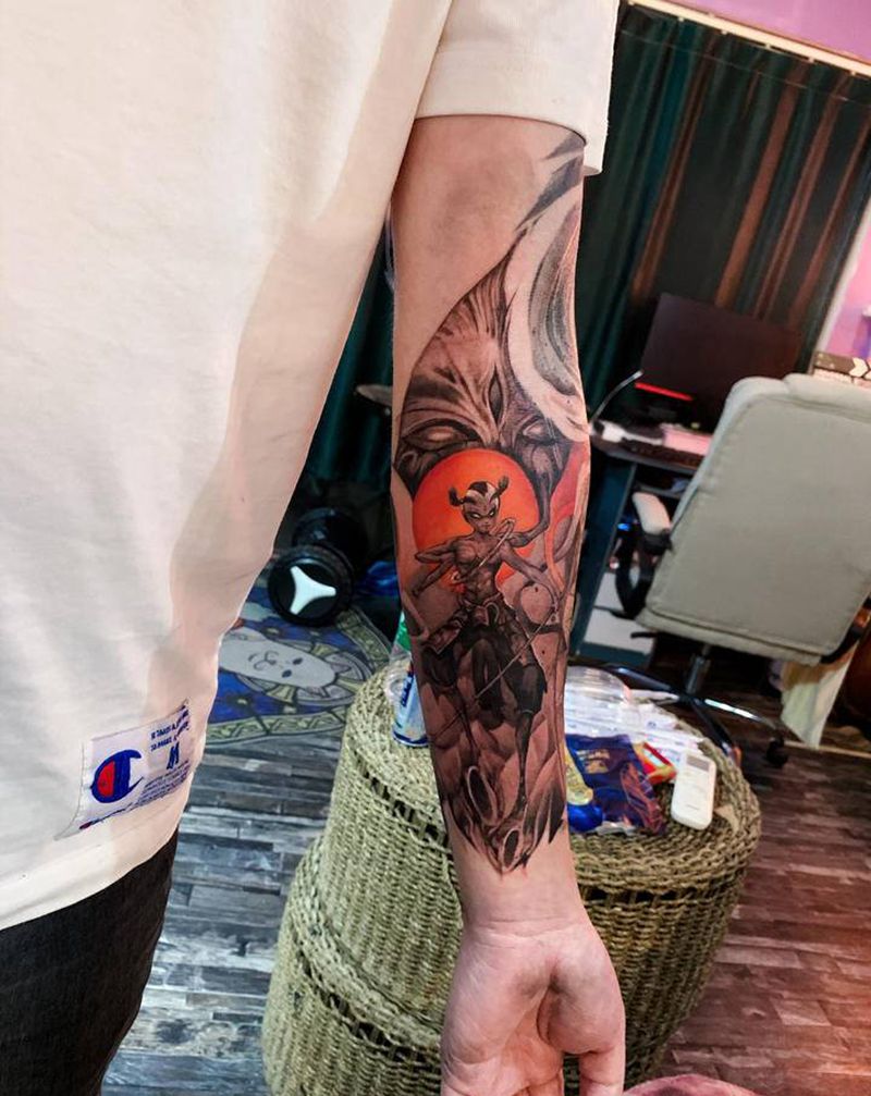 哪吒纹身图片_手臂手部欧美写实纹身图案