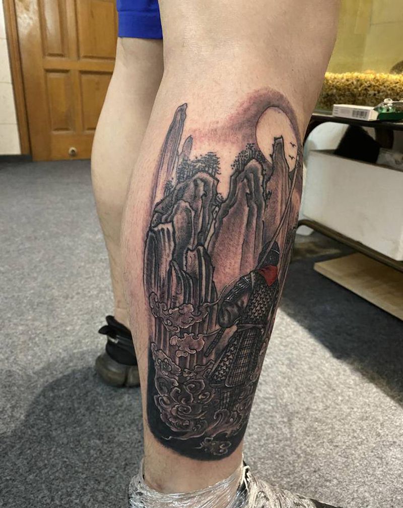 至尊宝纹身图片_脚部腿部新传统猴子至尊宝孙悟空纹身图案