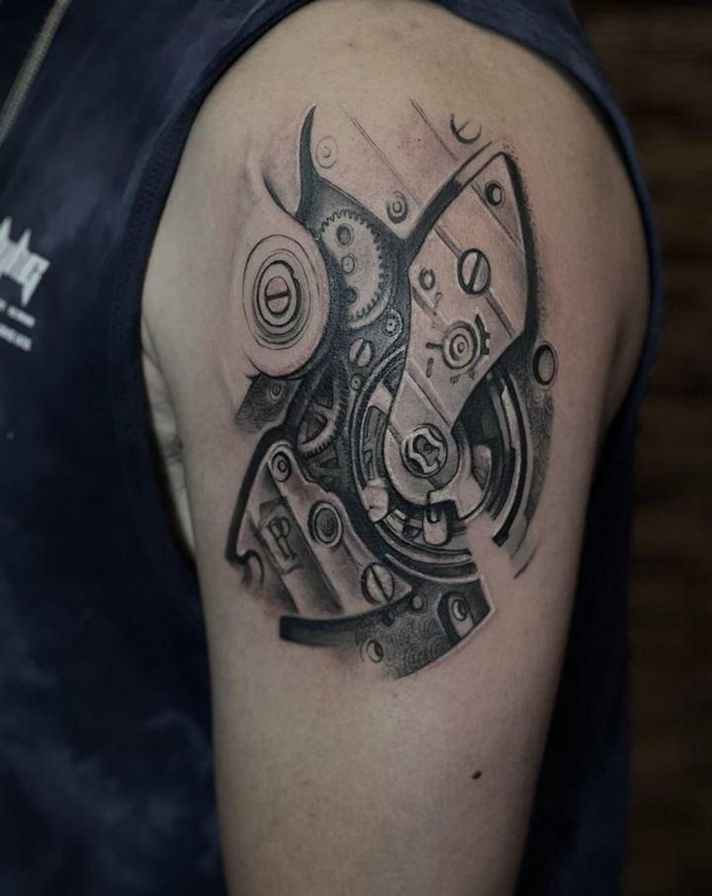 机械表芯纹身图片_手臂欧美写实纹身图案