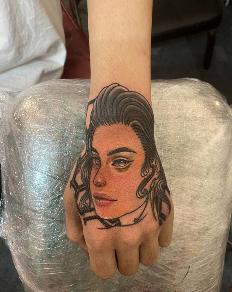 无纹身图片_手部欧美写实水彩纹身图案